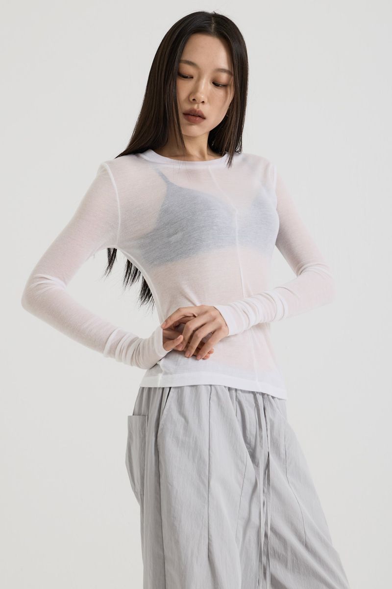 French Wool Tencel Long Sleeve, White