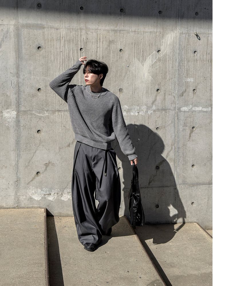 Ian Double-Pleat Wide Slacks