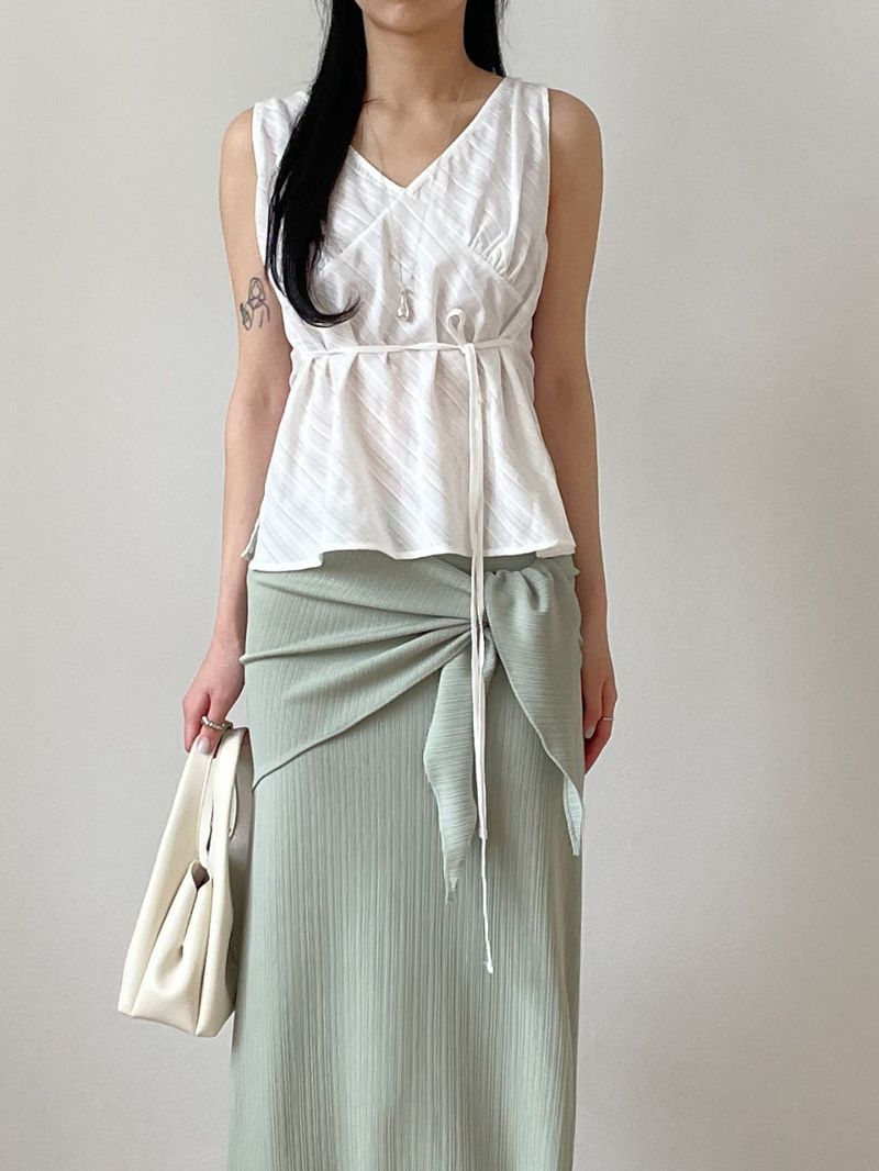 Hachi Shirred Strap Sleeveless Blouse