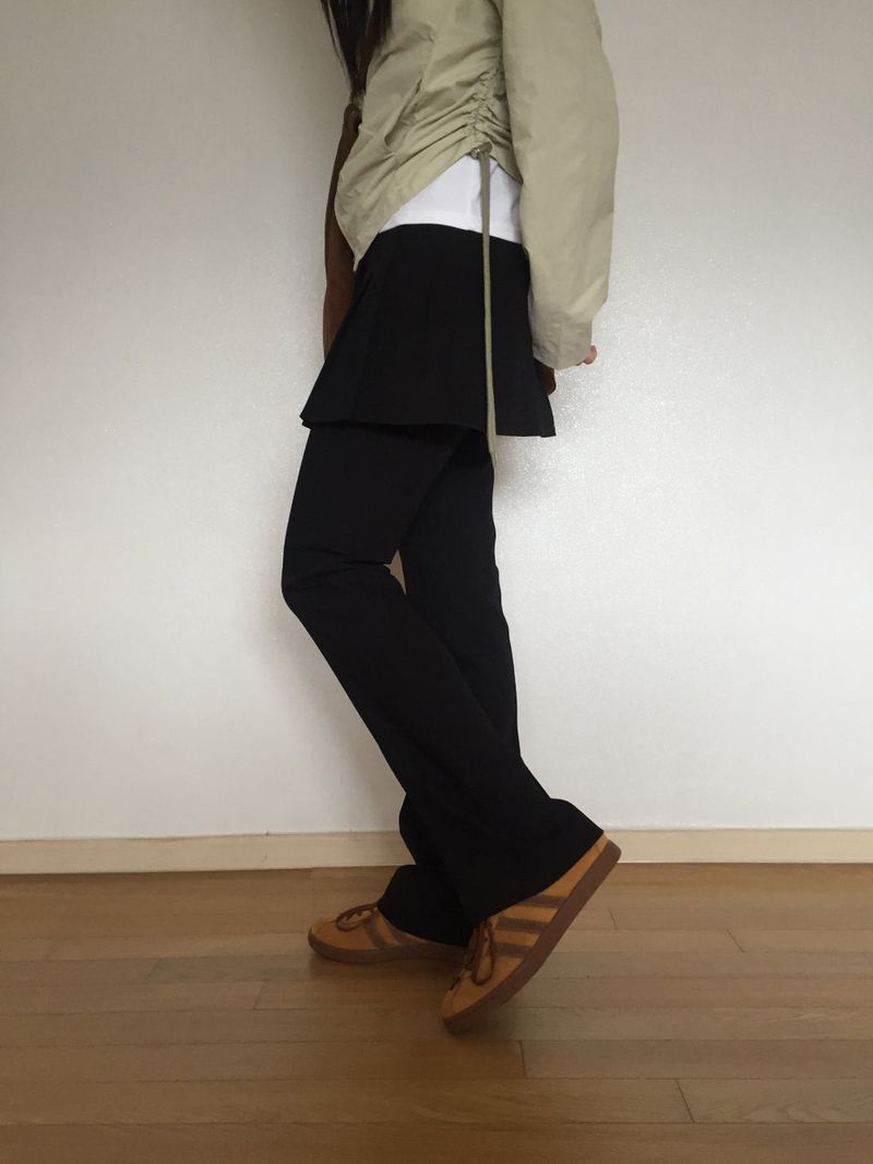 Cut slacks layered pants (2 colors)