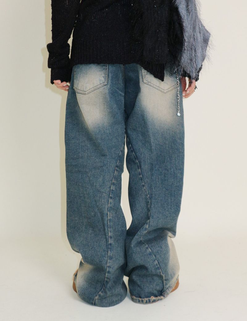 デミカットラインワイドデニムパンツ