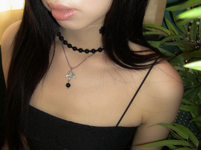 紅煙 Suryeon necklace (2way) (Black/Blue)