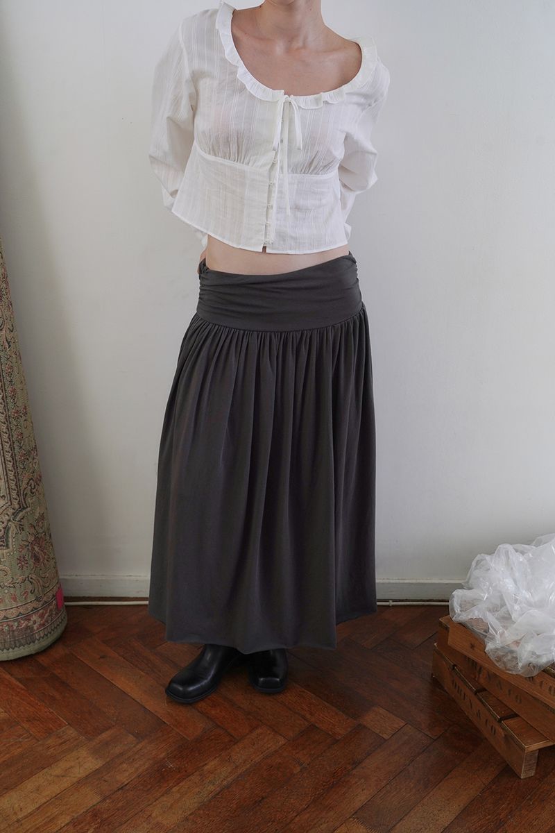 Mona shirring skirt_charcoal
