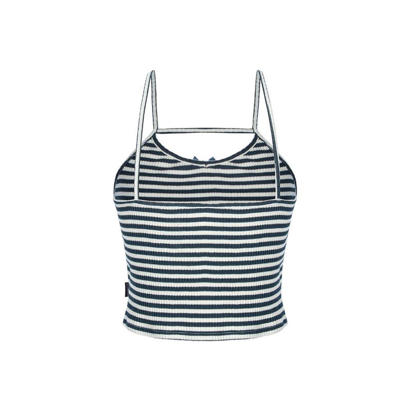 STRIPE RIBBON SLEEVELESS_Navy