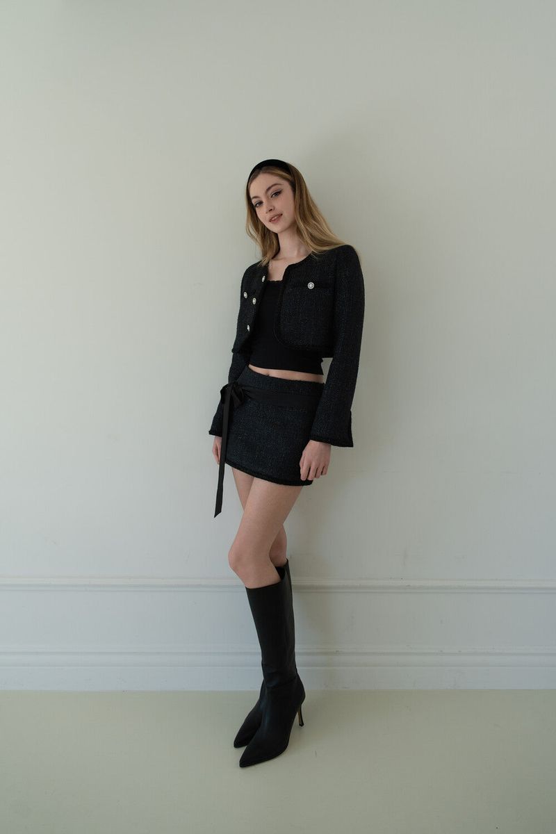 [Seow] Glow Tweed Cropped Jacket