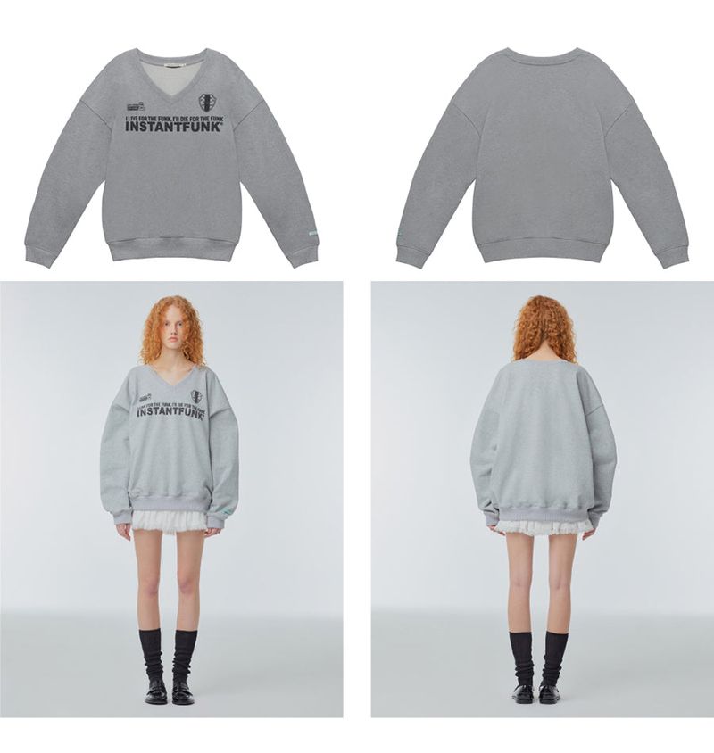 V-neck emblem-print sweatshirt