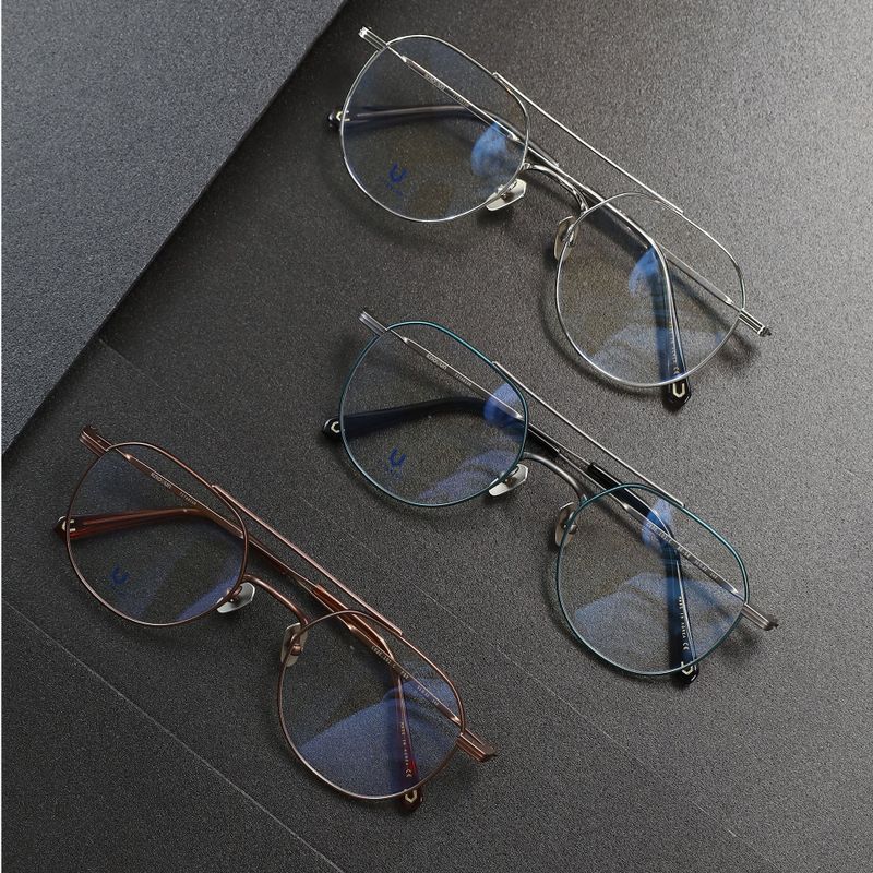 Knouun Round titanium glasses CODE. 101. C Pink Brown