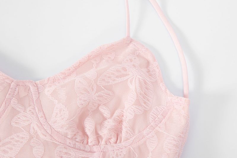 lace backless top pink butterfly