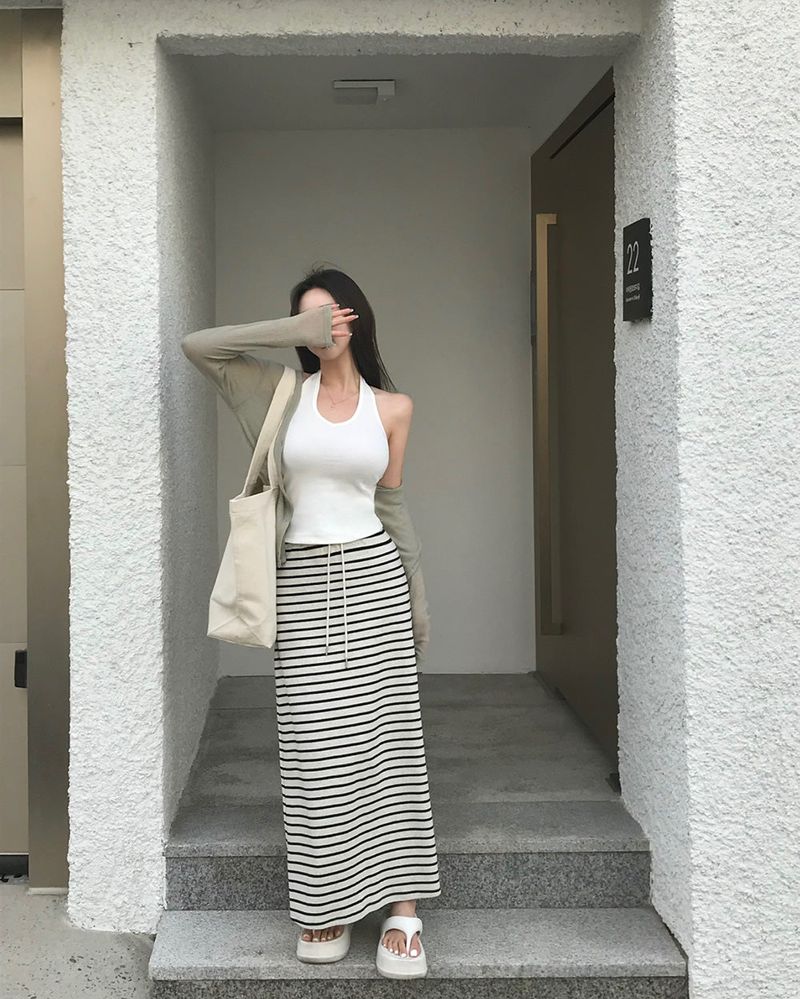 [MADE] Ballet, rib V-neck holter camisole