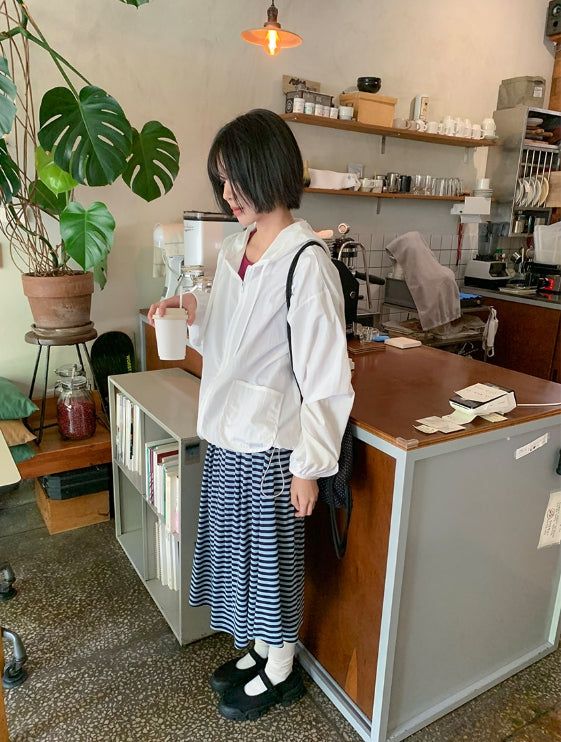 Ryujini striped long skirt