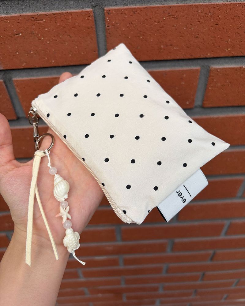 Baby dot flat pouch - ivory , S size