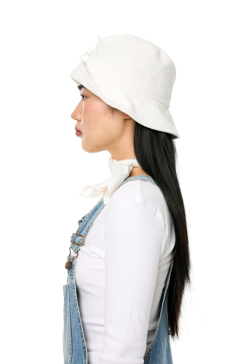 RIBBON VELVET HAT / WHITE