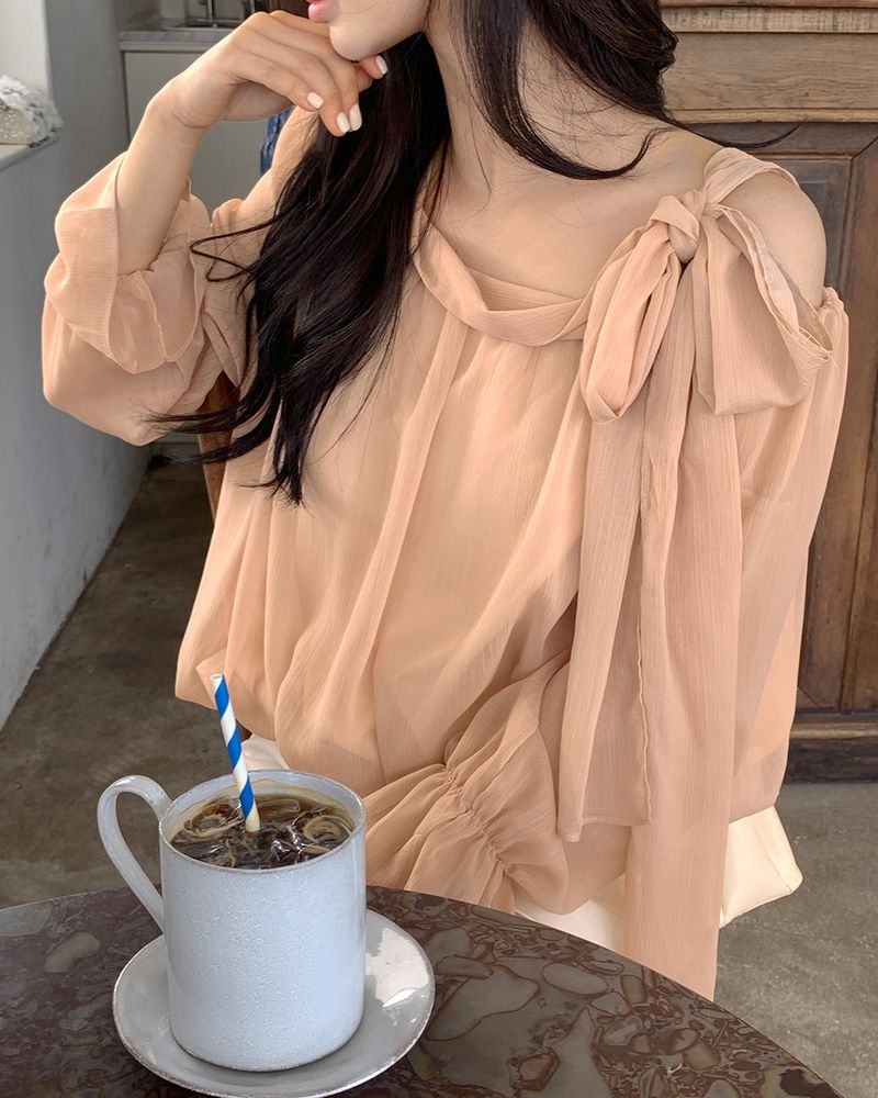 Raty ribbon chiffon blouse