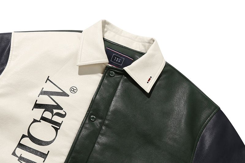 VEGAN LEATHER VARSITY JACKET_NAVY