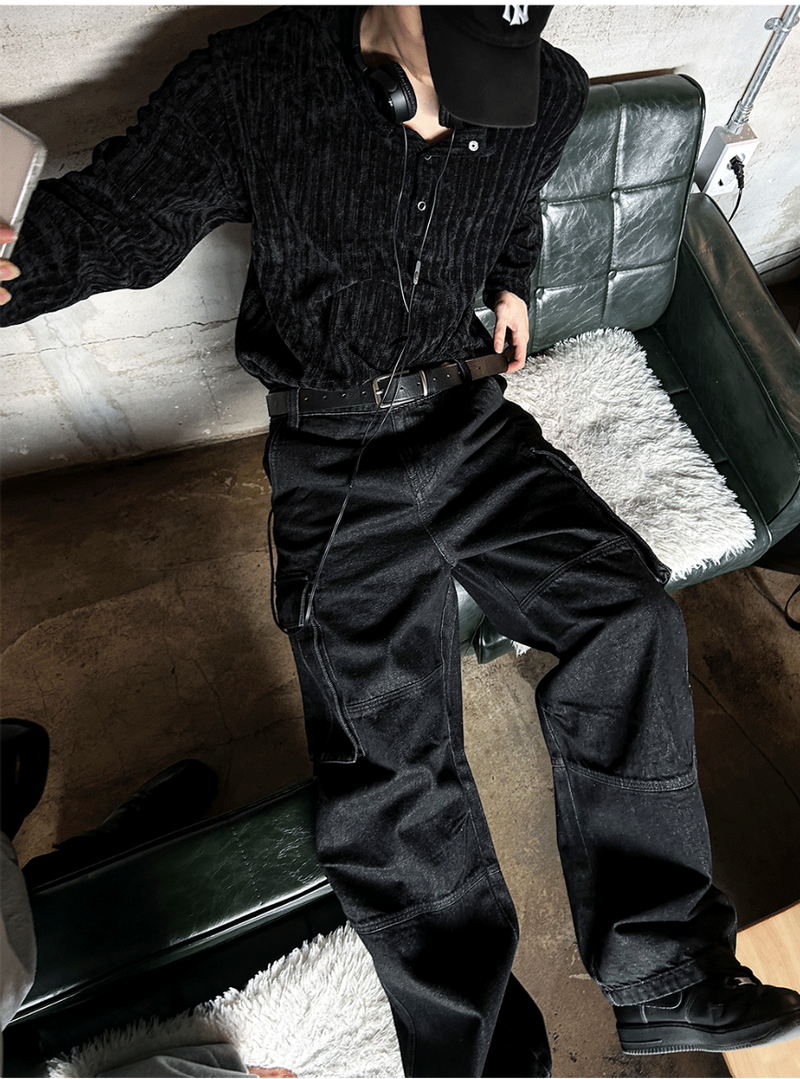 velia corduroy button henly-neck