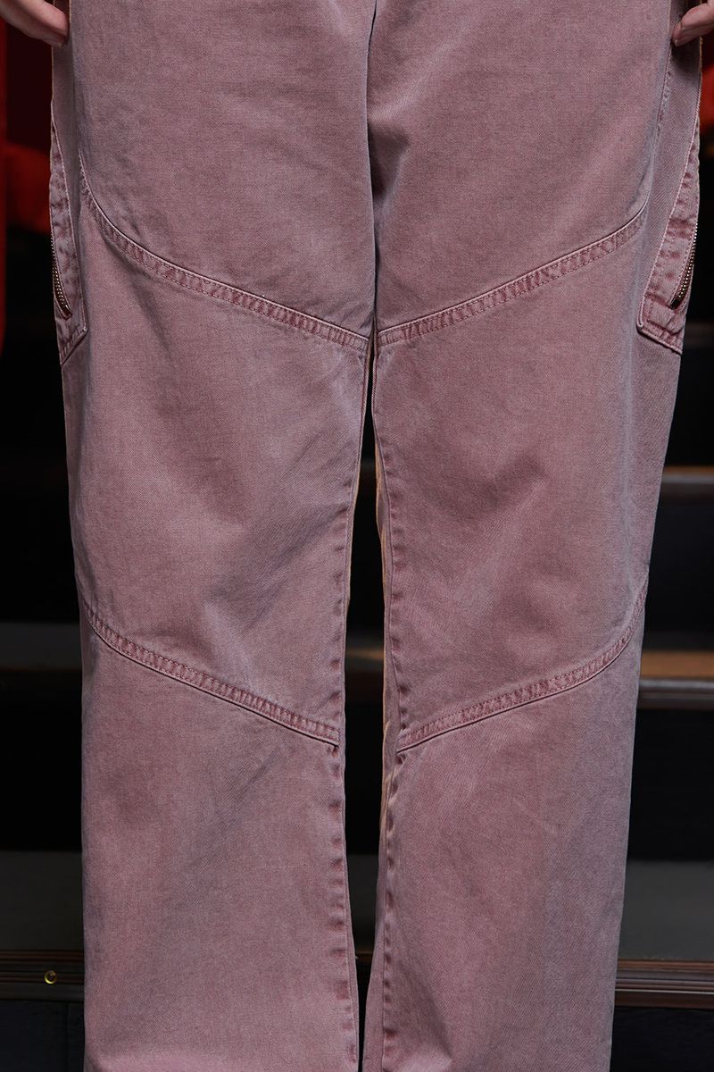 DYED ZIP CARGO PANTS / DARK PINK