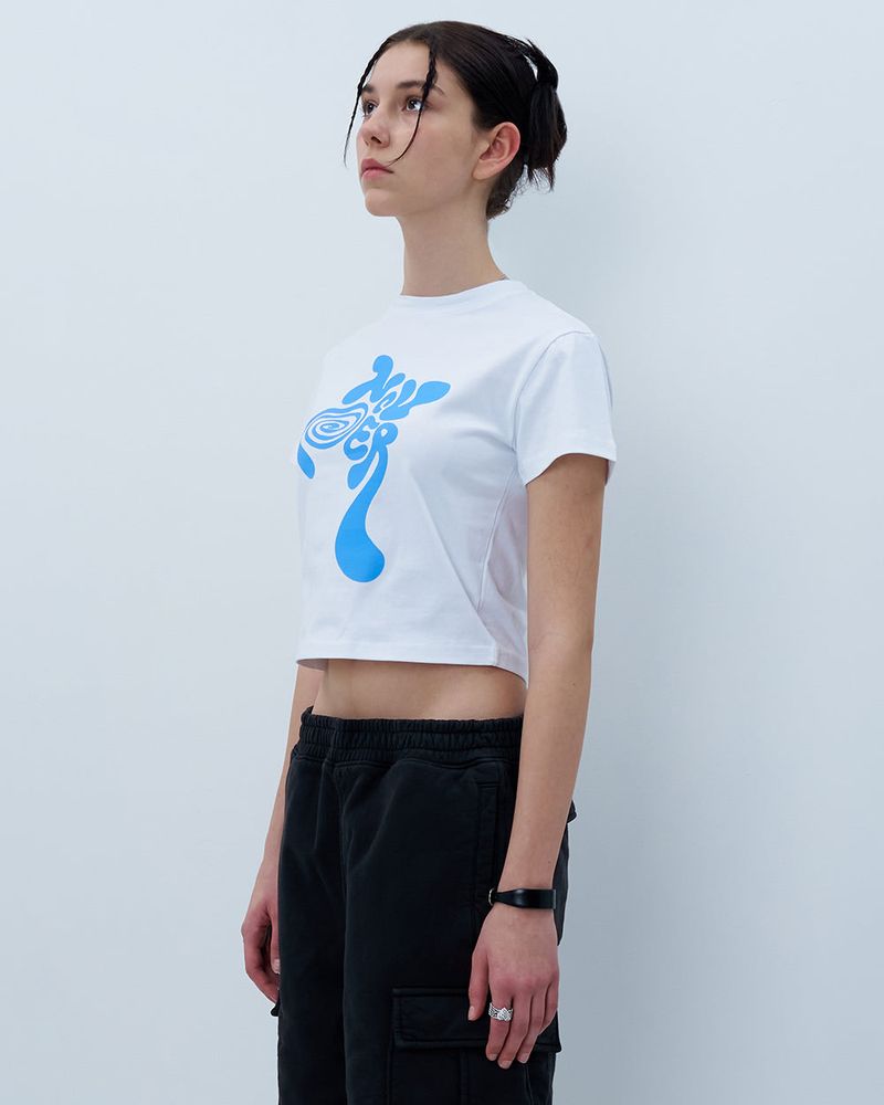 TWISTED LOGO CROP TSHIRT-WHITE