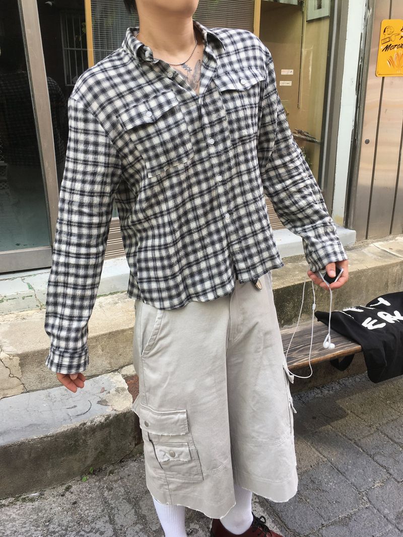 HOLY IN CODE（ホーリーインコード）の「No.1827 GF linen crop check SHIRT（Tops）」
