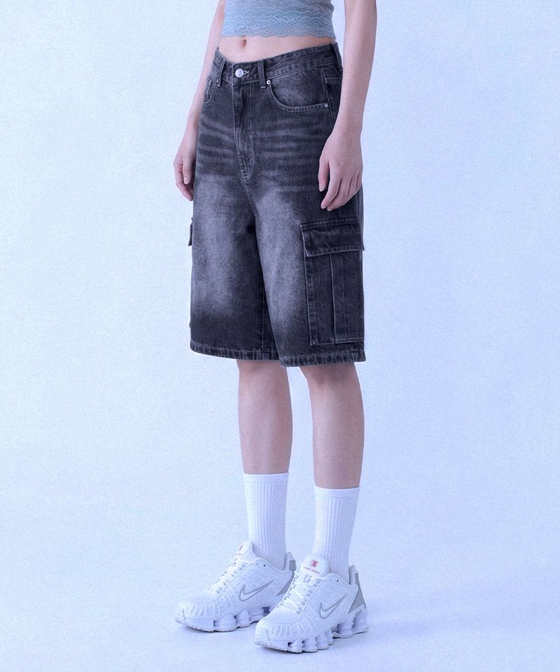 Basic Washing Bermuda Cargo Denim Pants - 3COLOR