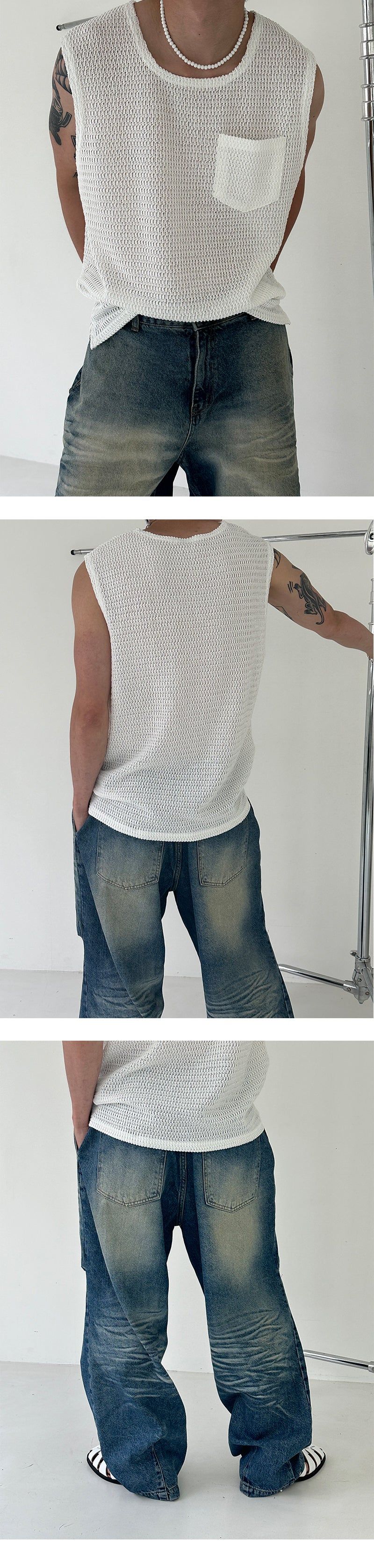 [S/S] Square pocket knit sleeveless (5color)