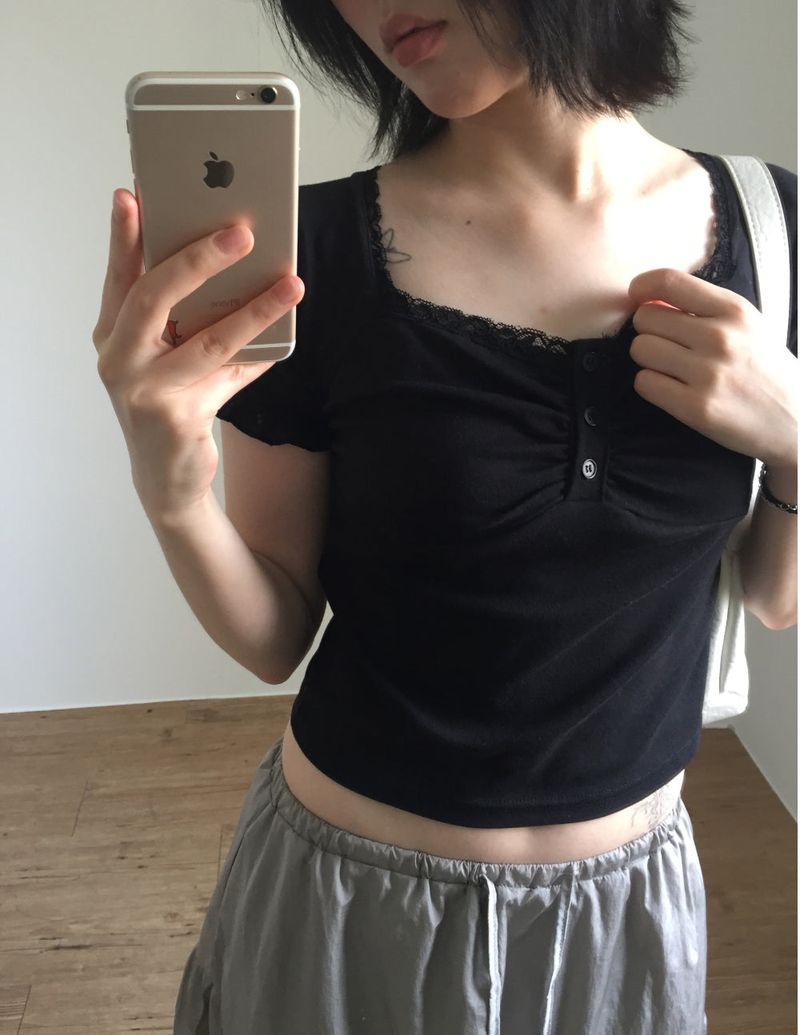 Lace shirring short sleeve(4color)