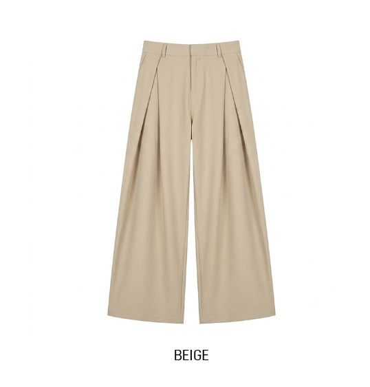 Summer Cooling Deep-Tuck Wide Slacks