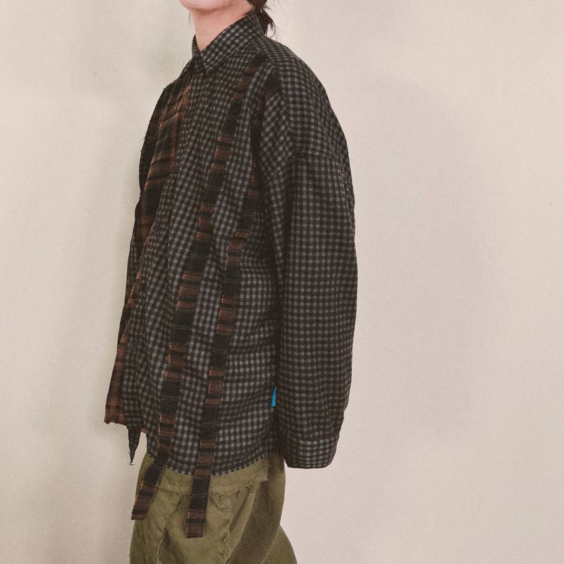 double check deconstructed shirt_brown