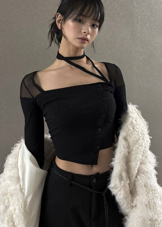 EEUN（イウン）の「Mesh see-through string t-shirt（Tops）」