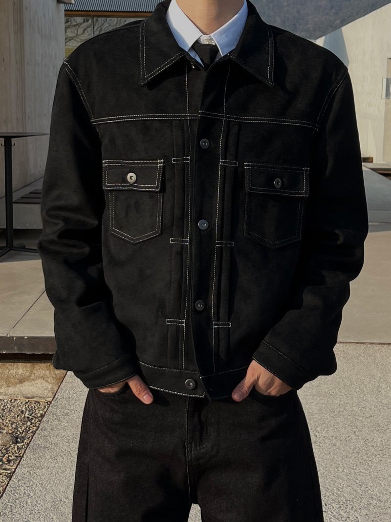ESOO（イス）の「Trucker Colorblock Suede Jacket (3colors)（Jackets/Outerwear）」