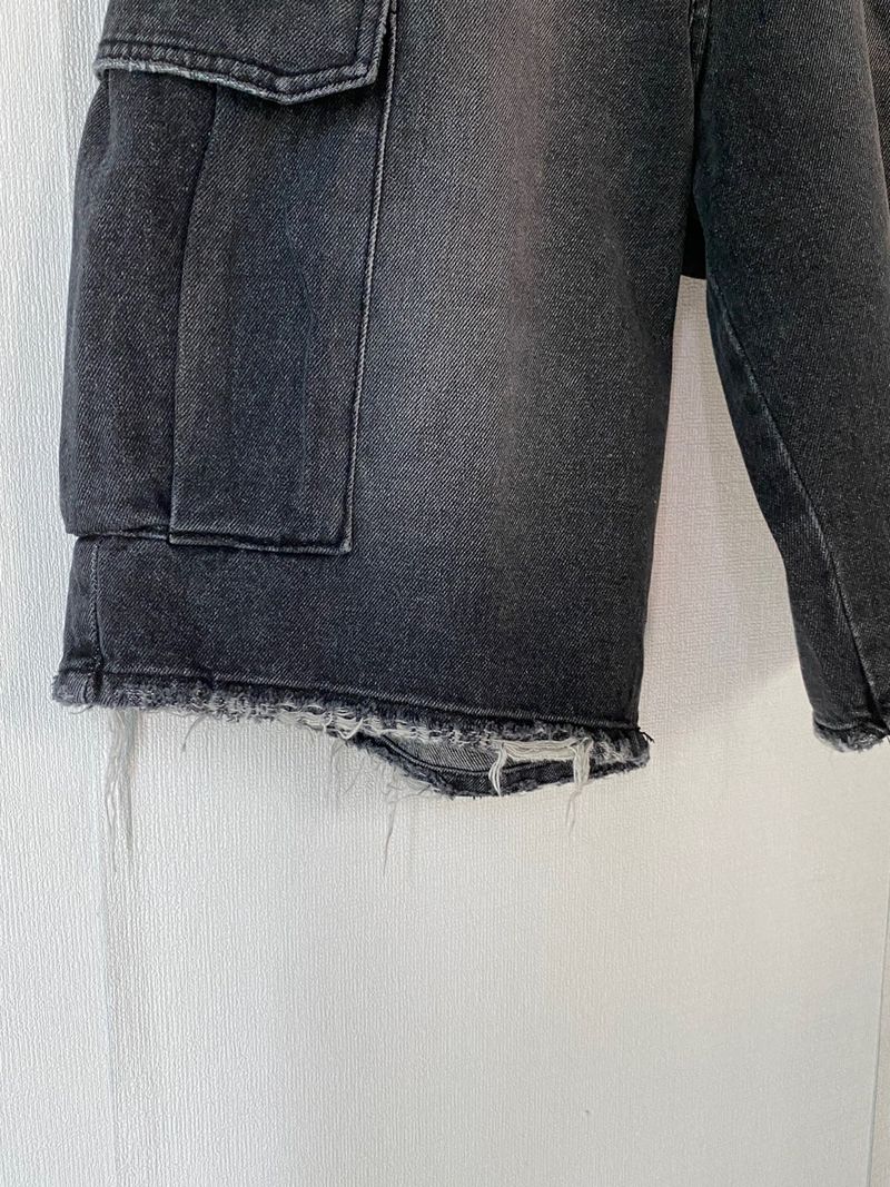 Vintage Washed Cargo Bermuda Denim Pants