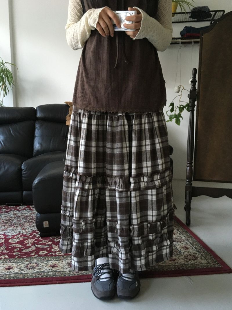 ownmind（オウンマインド）の「frill checkered long skirt（Skirts）」