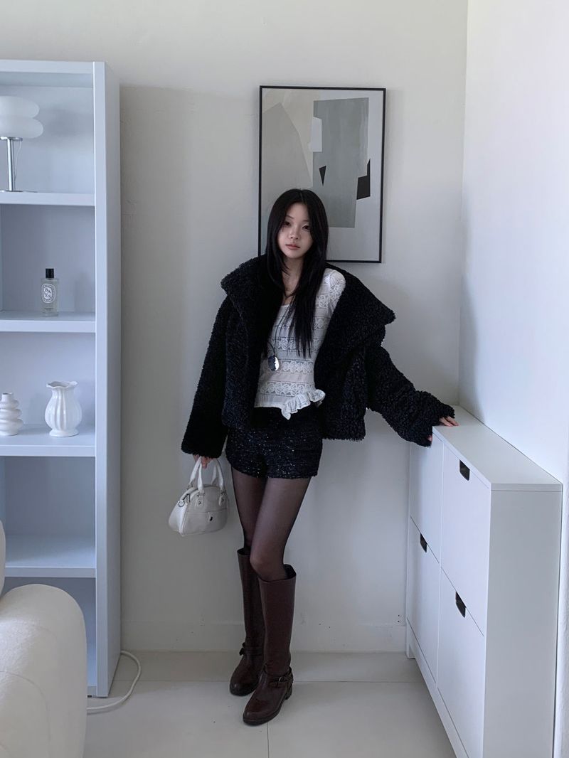 Teddy Hug Fuzzy High Neck Fur Jacket