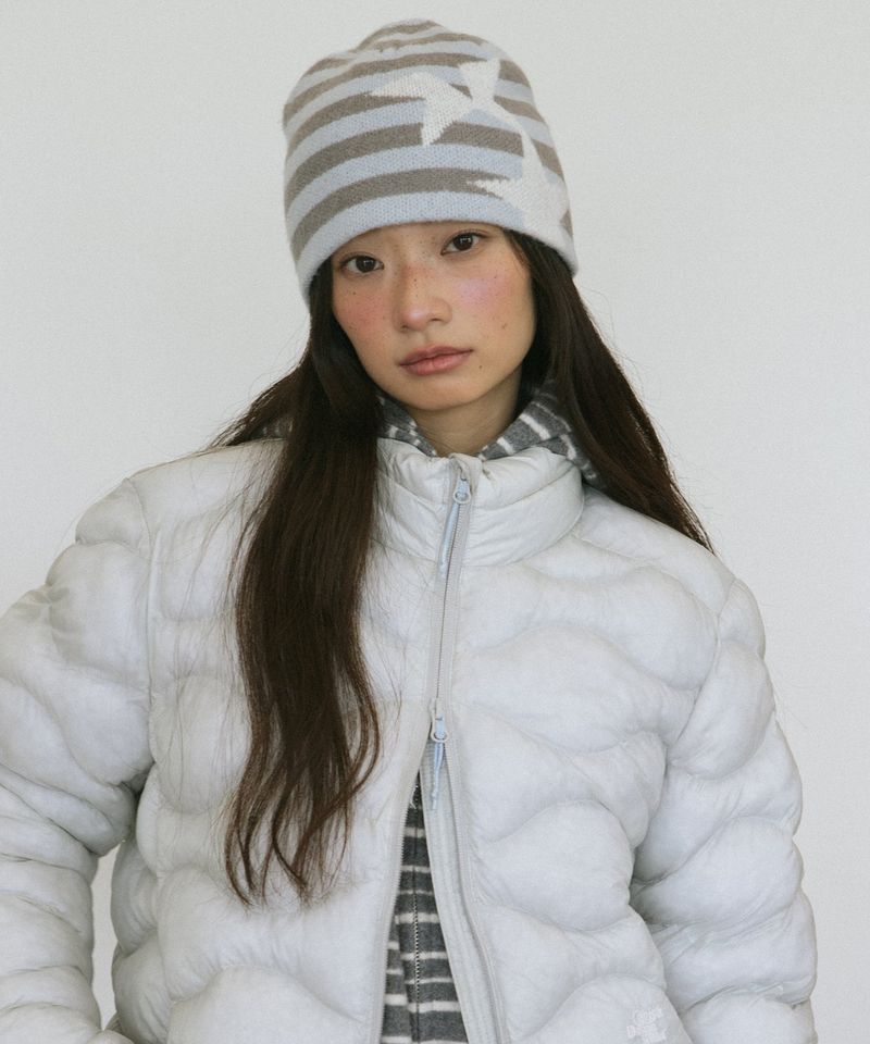 cavish（カビシ）の「STRIPED TWIN STAR BEANIE BLUE(CV2GFUAB30A)（Hats）」