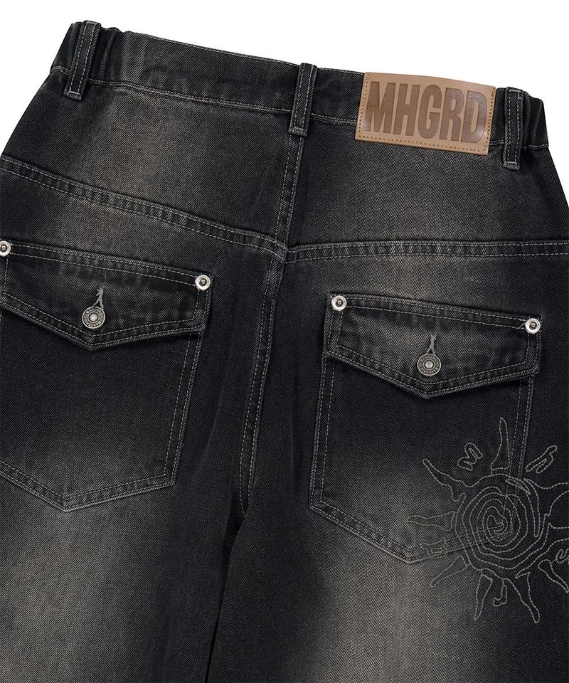 WASHED POCKET DENIM PANTS_BLACK