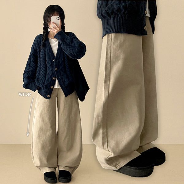 [Short & Long & Basic] Faure Pitchwashing Cotton Semi Wide Pants