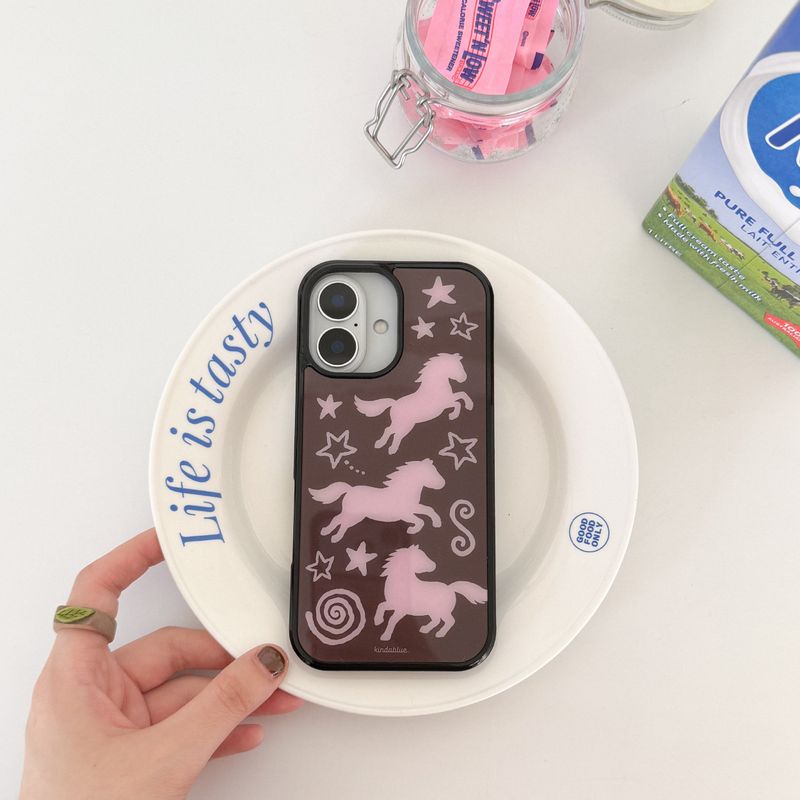 [MADE] Pony glossy glass bumper case (Brown)