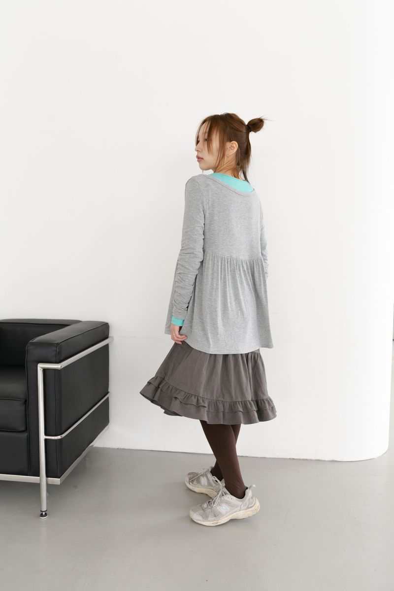 mochi button shirring top(3colors)