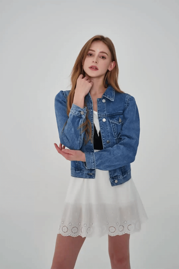 ur.fit（オールフィット）の「ピンタックミッドブルーデニムジャケット（ジャケット/アウター）」