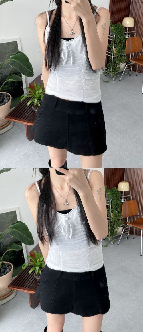 Lace shirring bustier (4 colors)