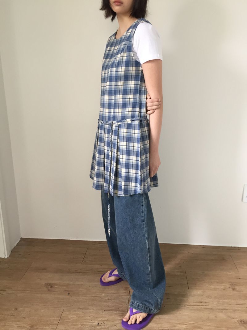 Low Check Pleated Dress (2color)