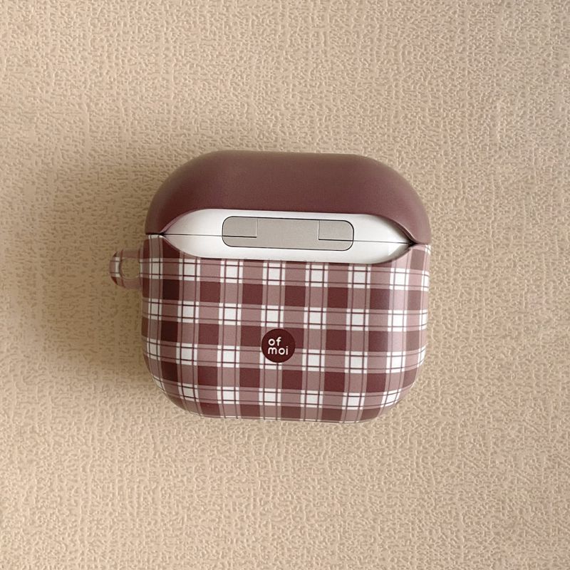 nutty check matte hard airpods case