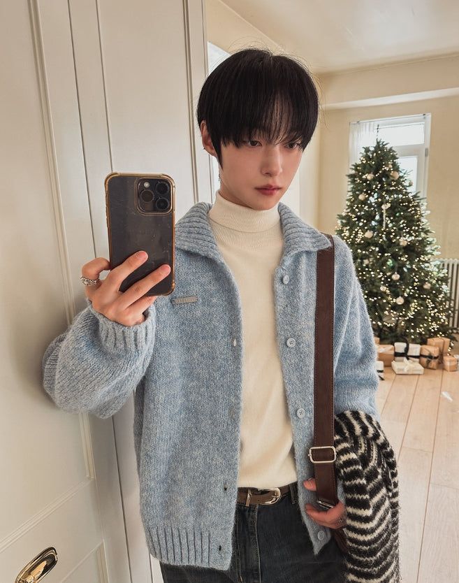 Martic Wool Collar Warmer Knit Cardigan