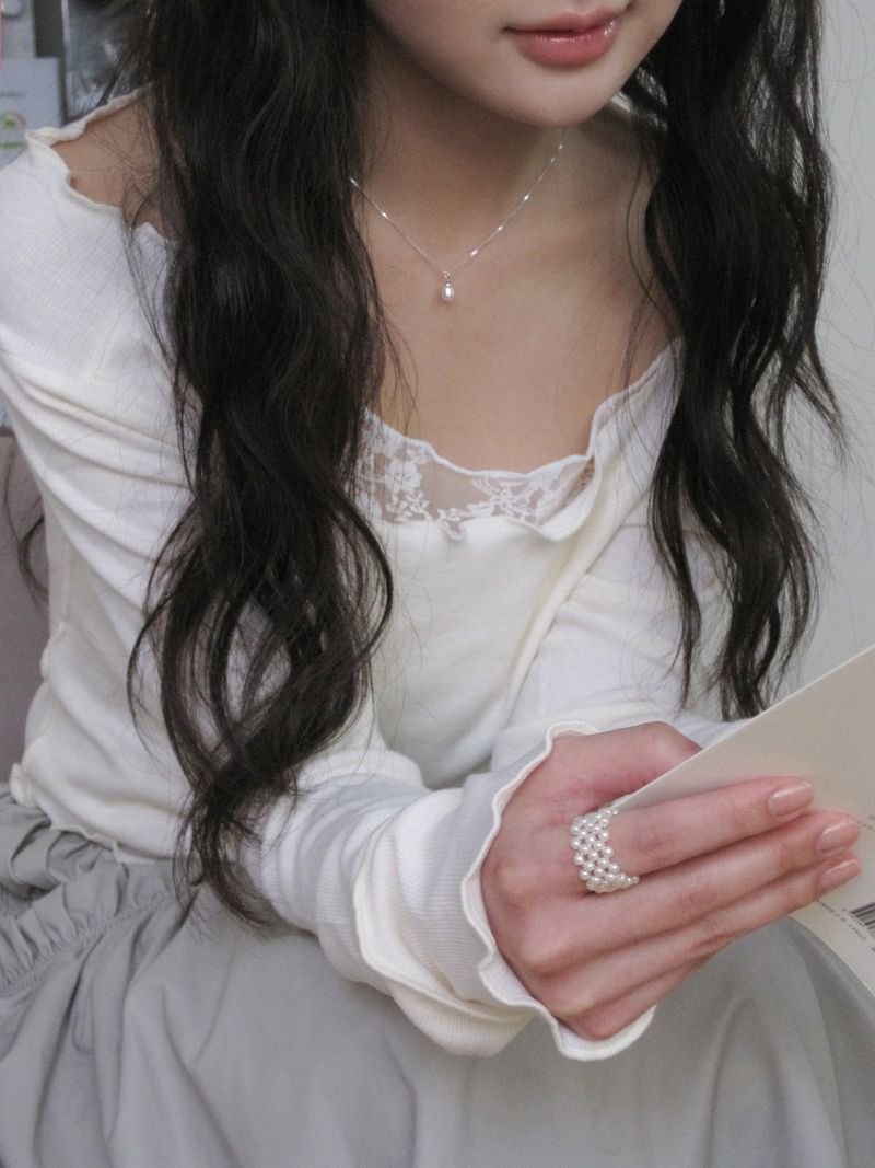 [925 Silver] シルエットパールネックレス