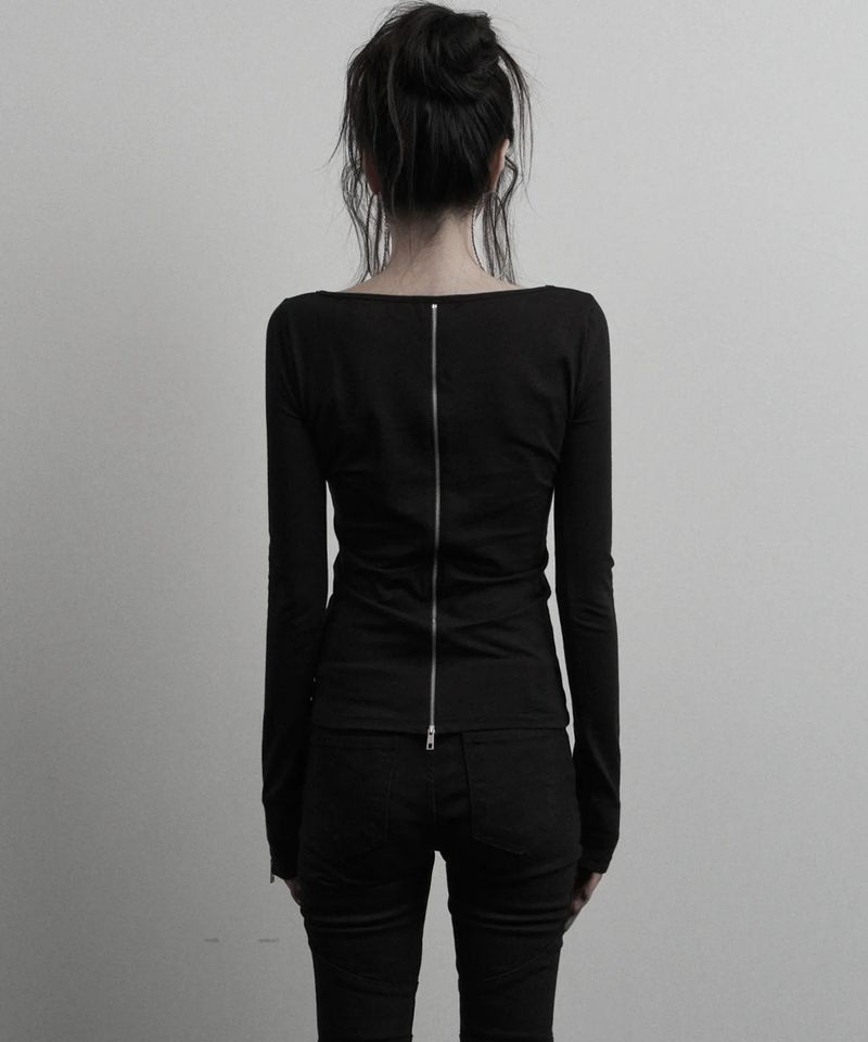 [label] back two-way zipper long sleeve (black) 
