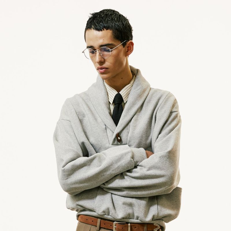 panel pocket shawl collar mtm grey