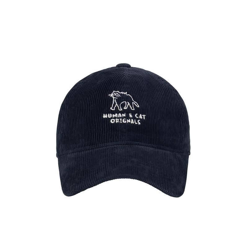 SURPRISE CAT CORDUROY BALL CAP / NAVY