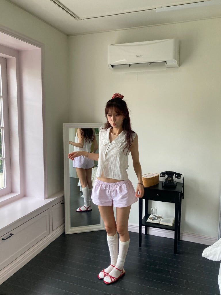 MINGLOW（ミグロー）の「ストライプ ボタン ラウンジショーツ（パンツ）」
