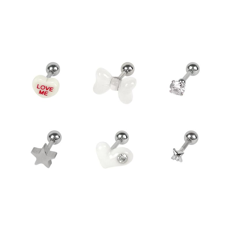[SET] Ribbon Heart Cubic Piercing