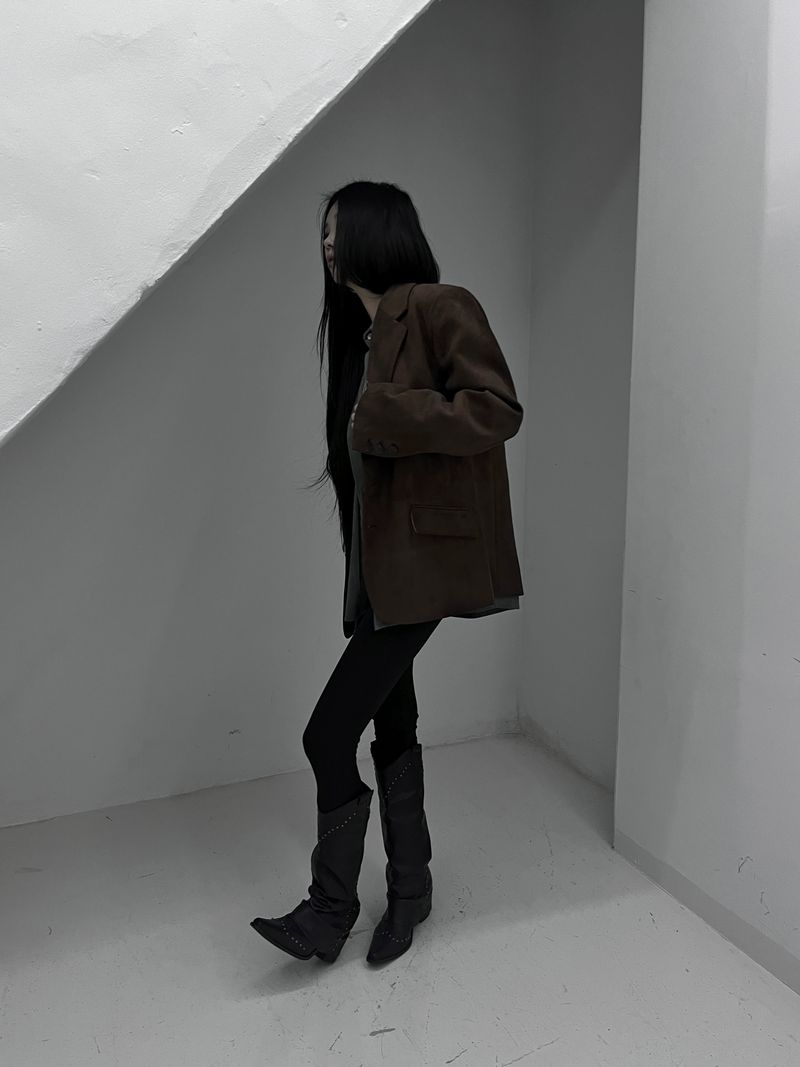 line suede blazer jacket (2color)
