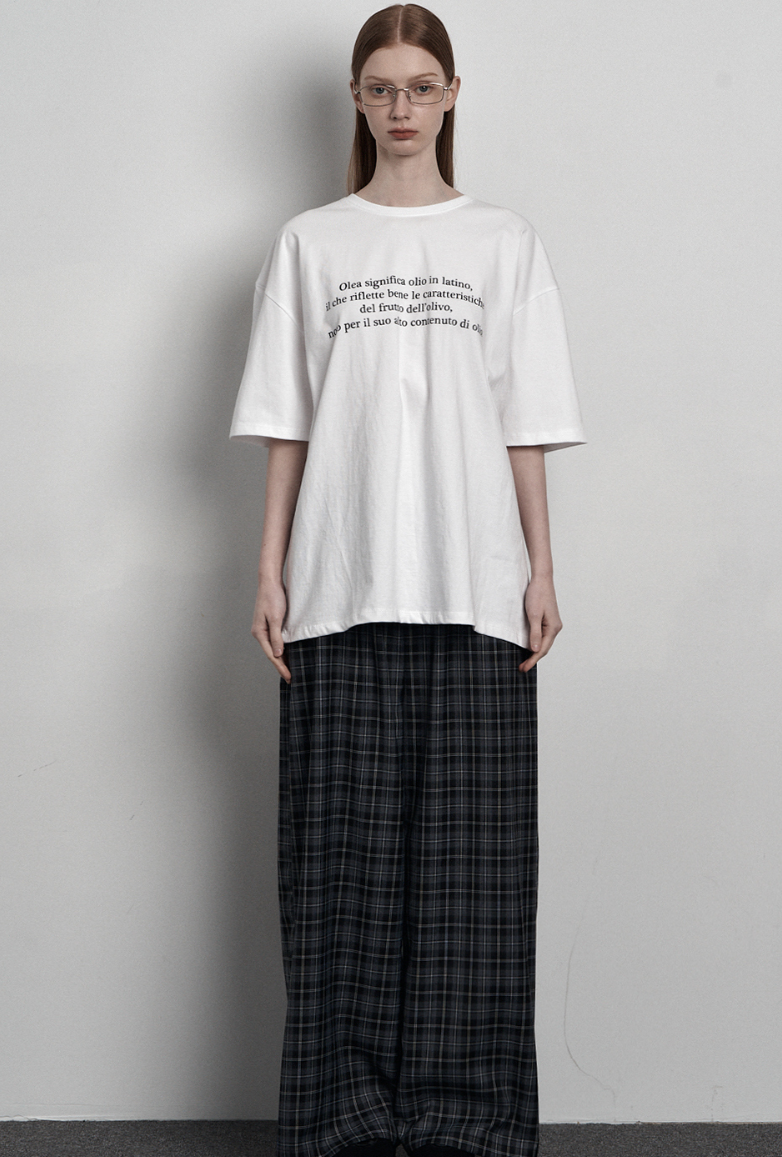 mnem（ムネム）の「[mnem] olive print oversized t-shirt (white)（Tops）」